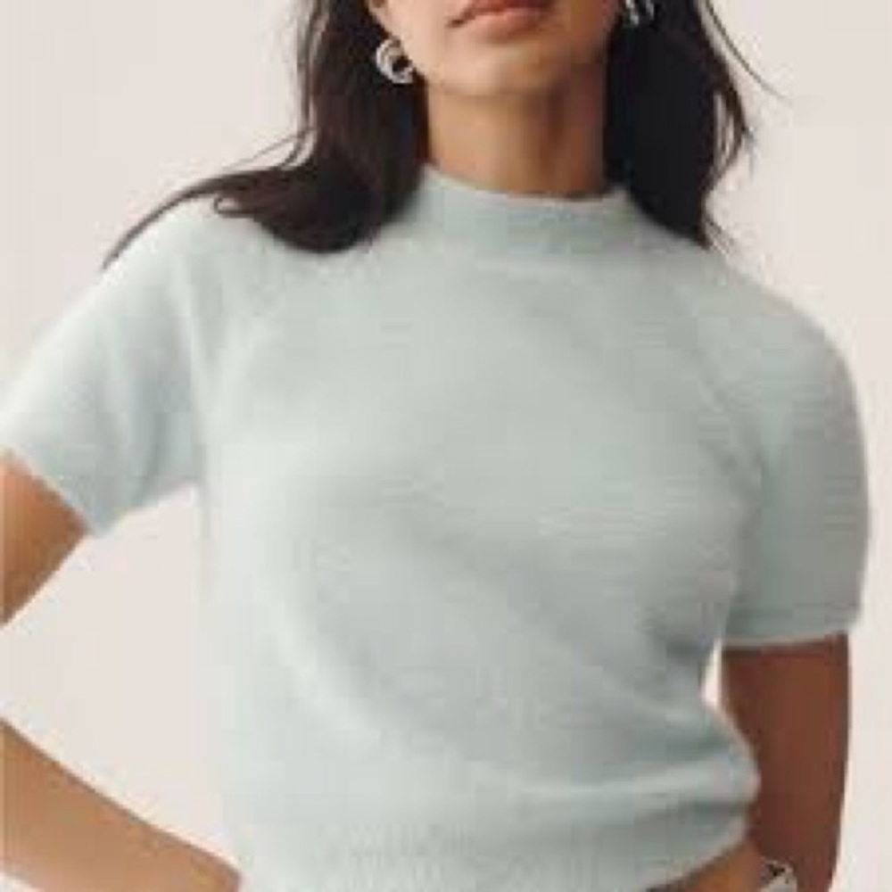 Anthropologie Pilcro Eyelash Baby Sweater Tee In Blue Size Medium